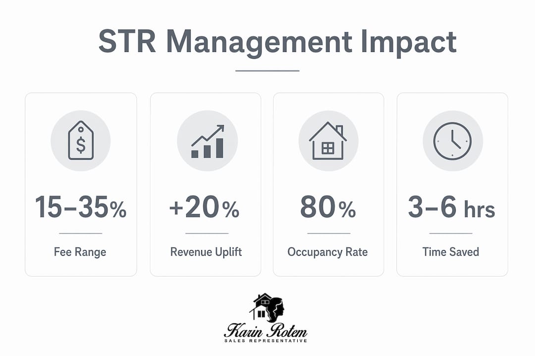 Infographic showing key statistics of STR property management benefits