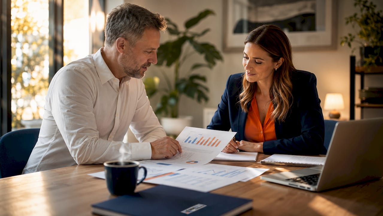 Medical practice owner discussing patient growth with consultant
