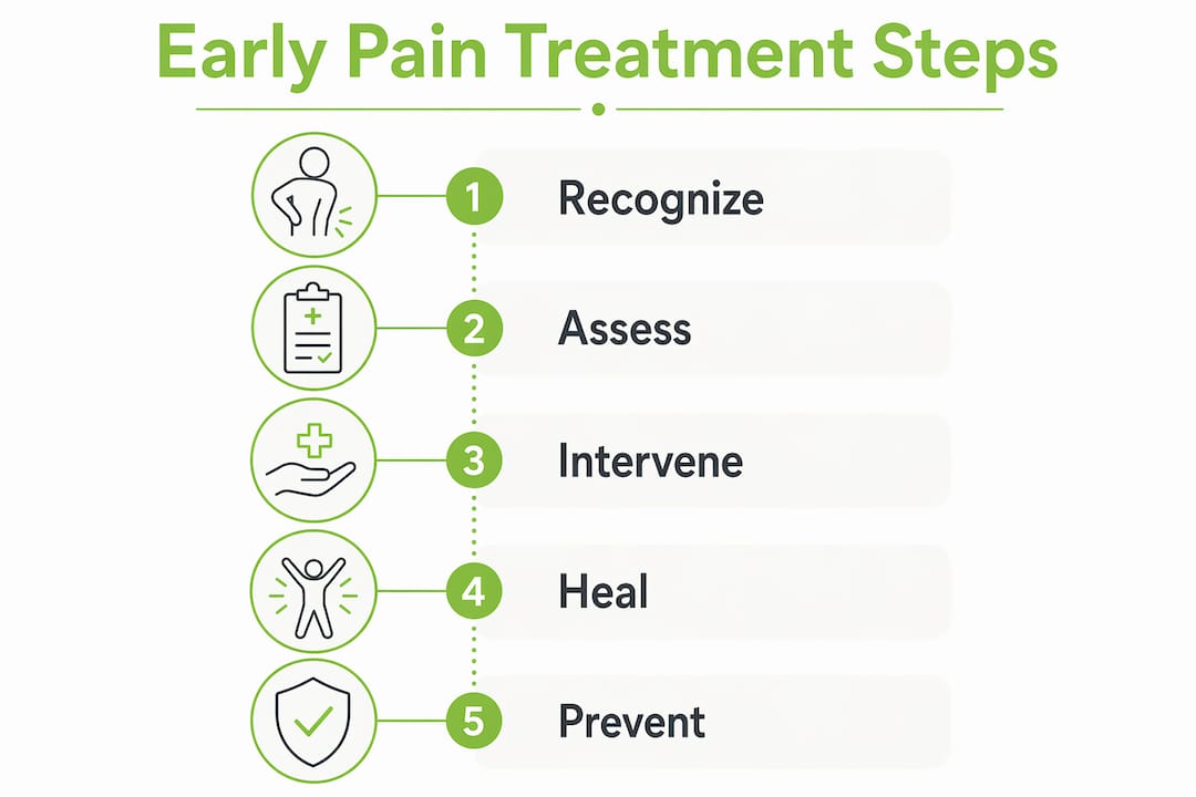 Infographic showing early pain treatment step progression