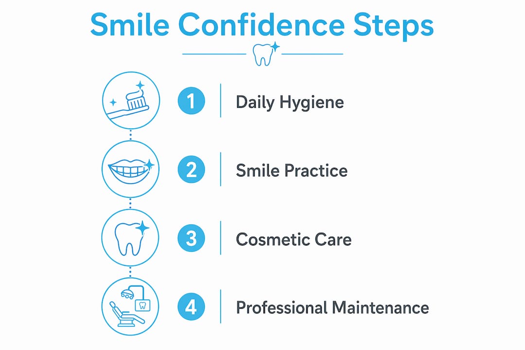 Infographic illustrating steps to smile confidence