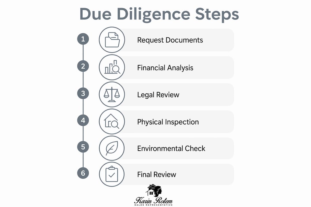 Infographic with steps for income property due diligence