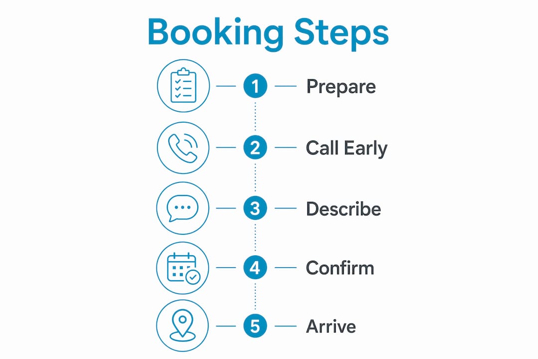 Infographic illustrating dental appointment booking steps