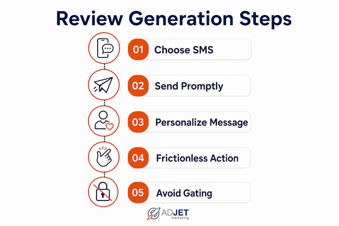 Infographic illustrating med spa patient review generation steps