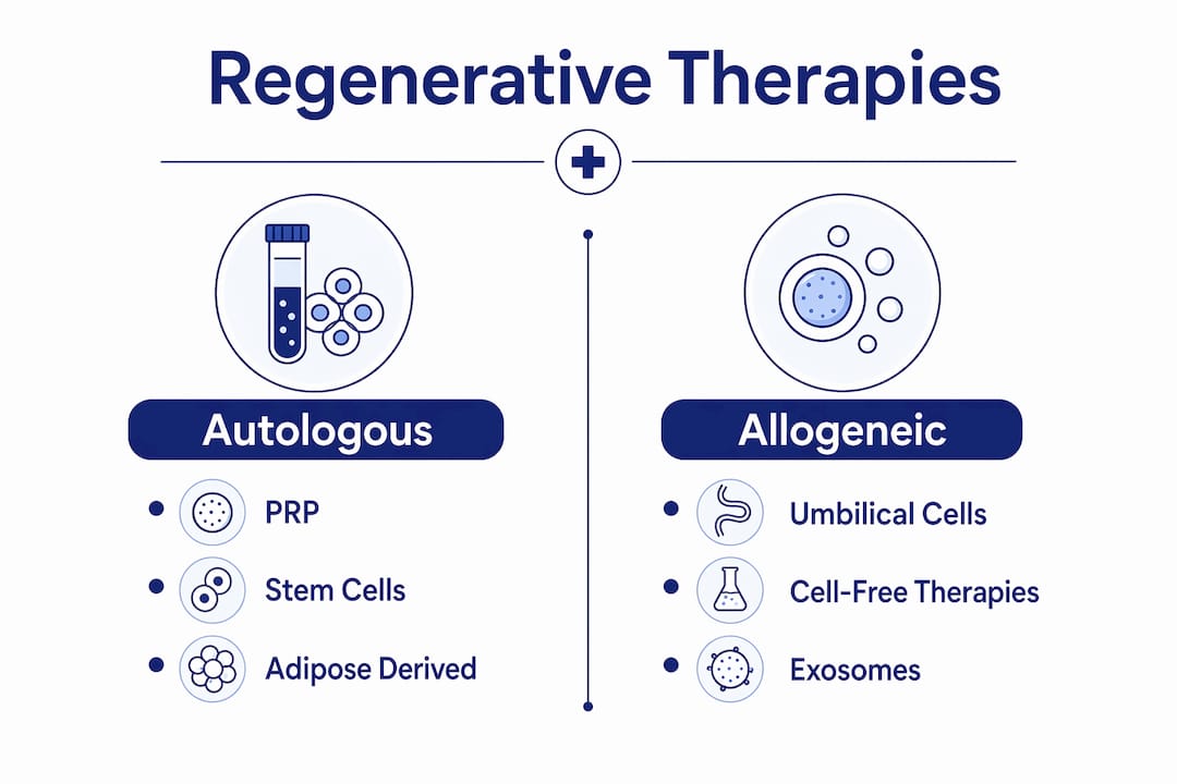Comparison infographic of regenerative therapy types