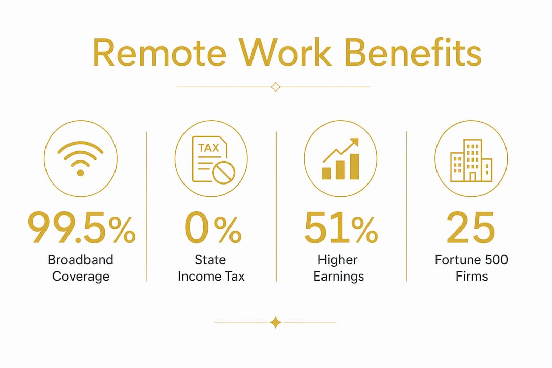 Infographic showing remote work benefits in North Dallas