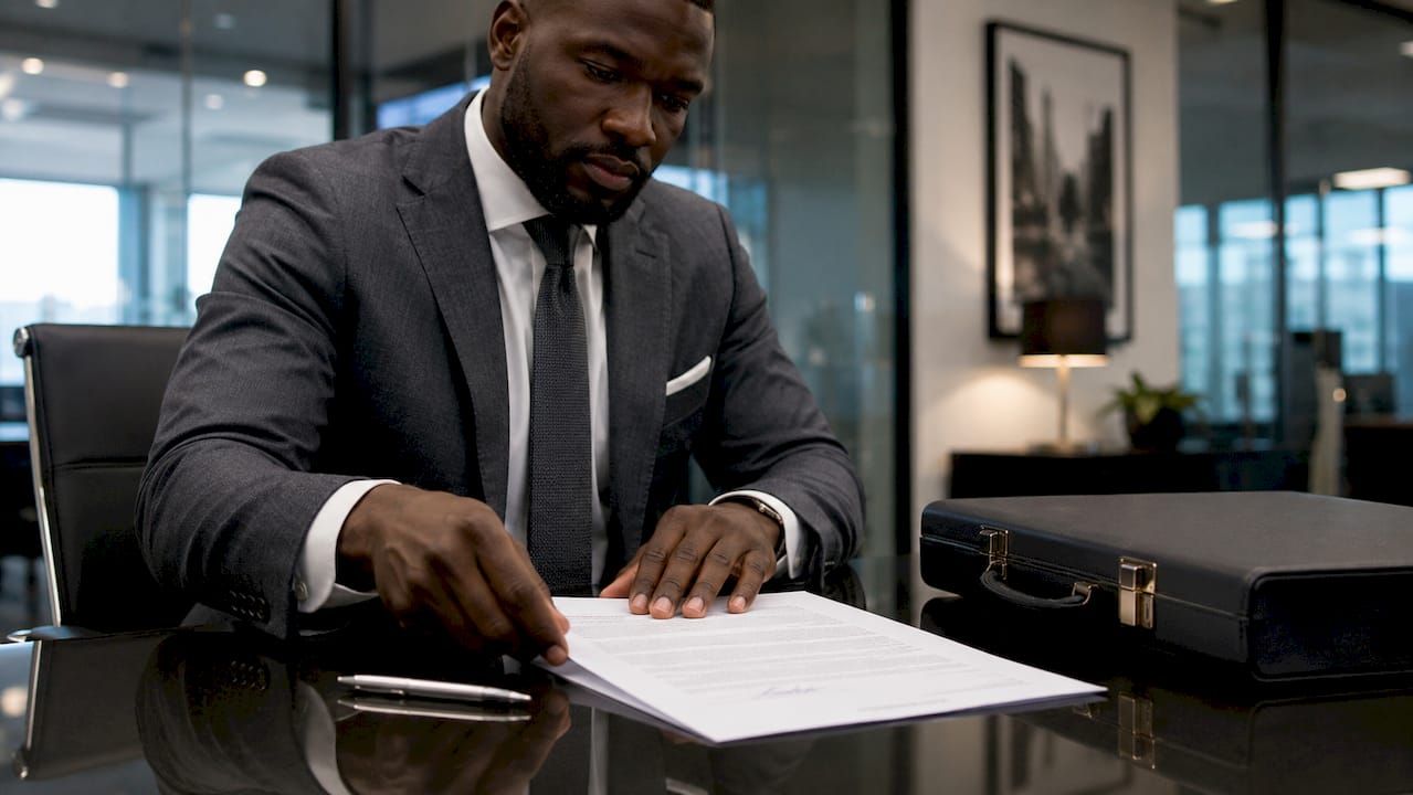 Lawyer handling property transfer documents