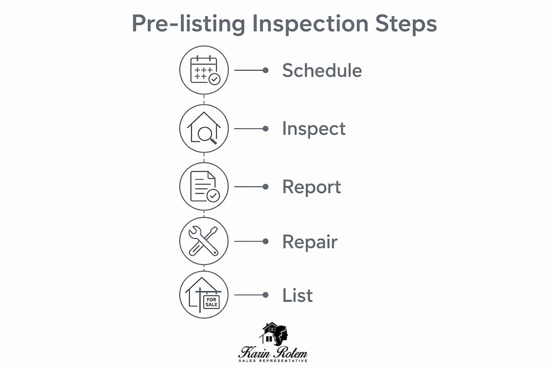 Infographic showing steps in pre-listing home inspection process