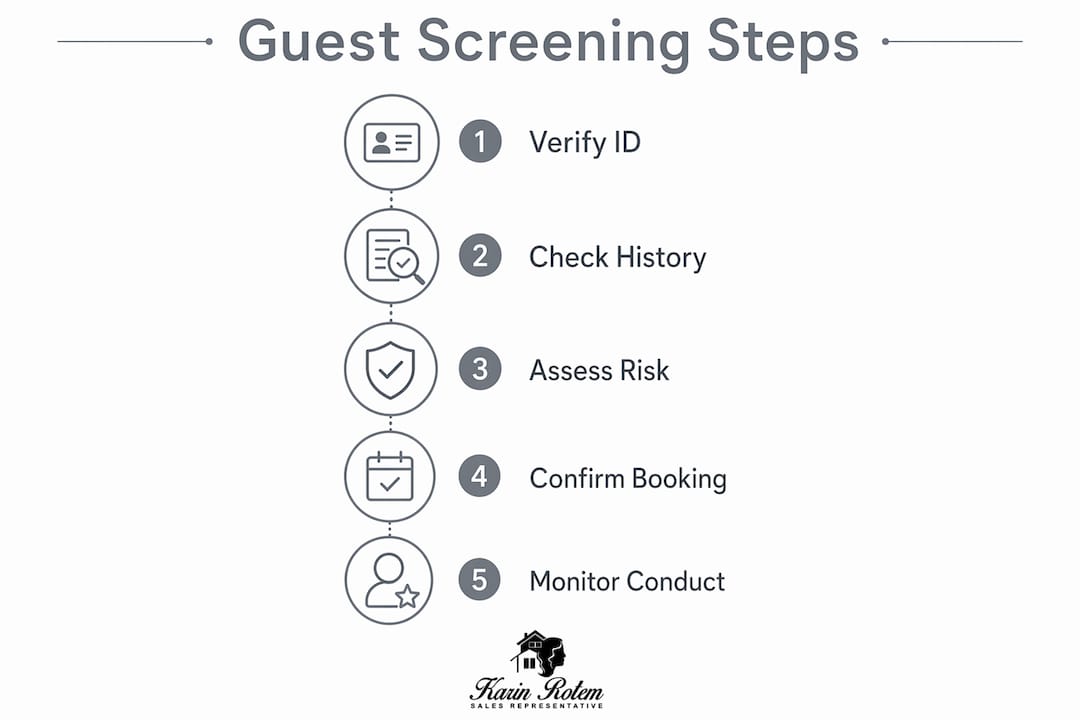 Infographic showing guest screening step-by-step process