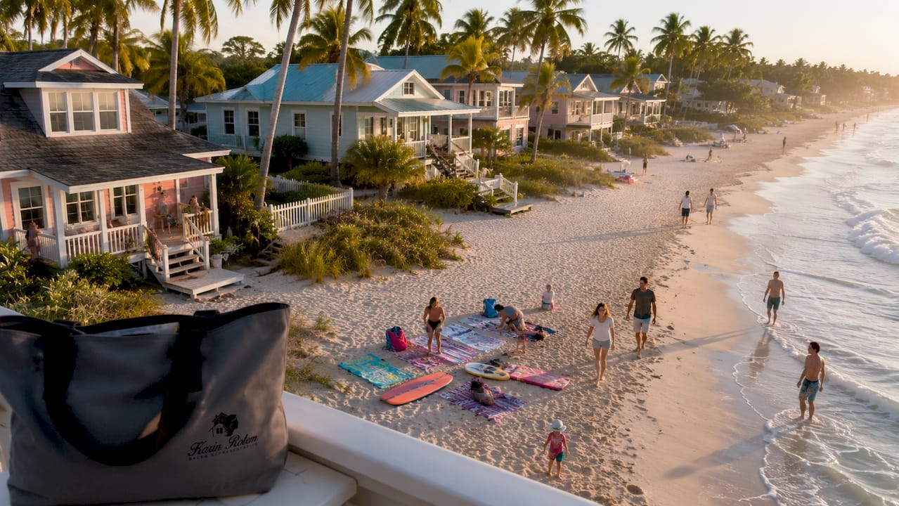 Beachfront resort busy with seasonal tourists