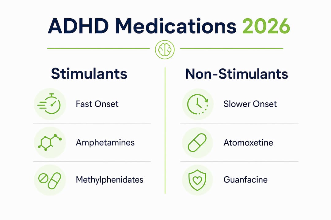 Infographic comparing stimulant and non-stimulant ADHD medications