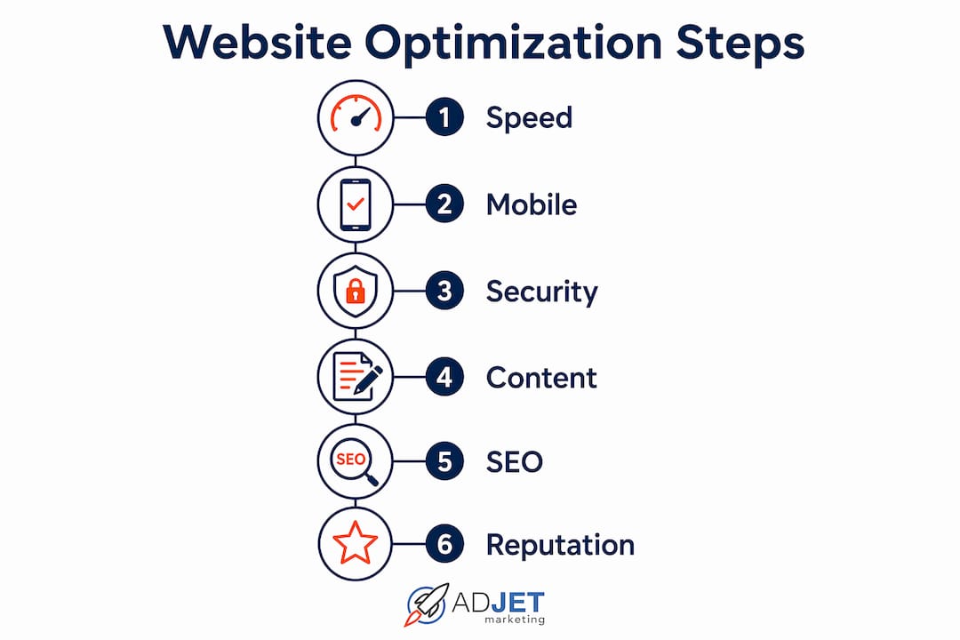 Infographic showing clinic website optimization steps