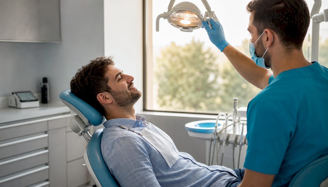 Patient comfortably receiving dental treatment