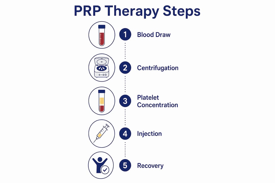 Infographic outlining PRP therapy steps