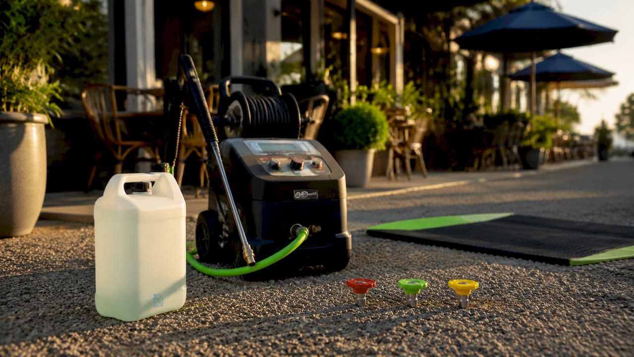 Commercial pressure washing equipment setup