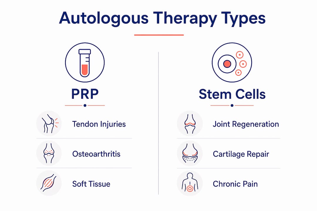 Infographic comparing PRP and stem cell therapies