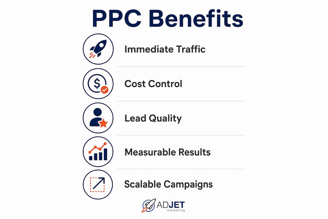 Infographic displaying PPC benefits for agents