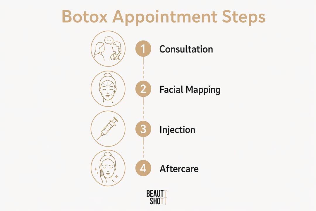 Infographic showing Botox appointment steps