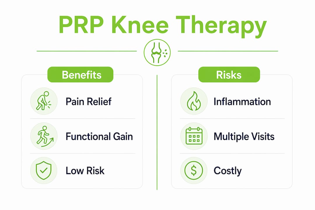 Infographic comparing PRP benefits and risks