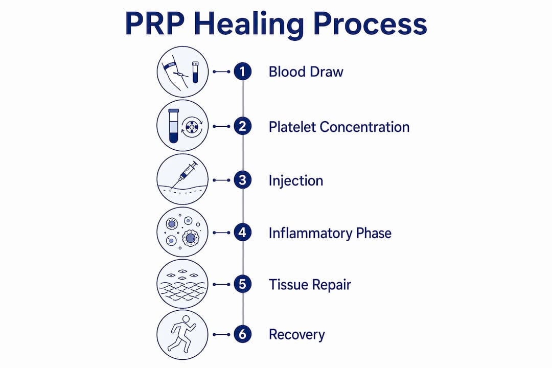 Infographic illustrating PRP therapy healing stages