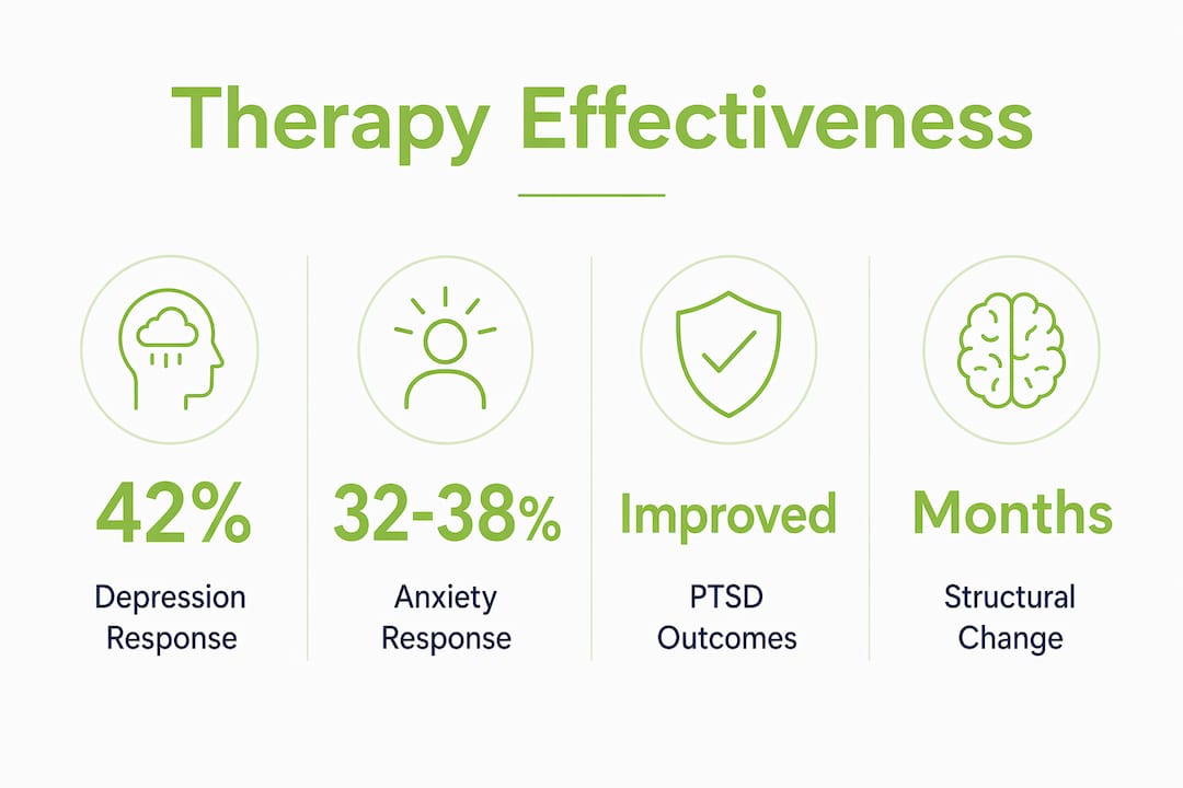 Infographic illustrating therapy effectiveness statistics