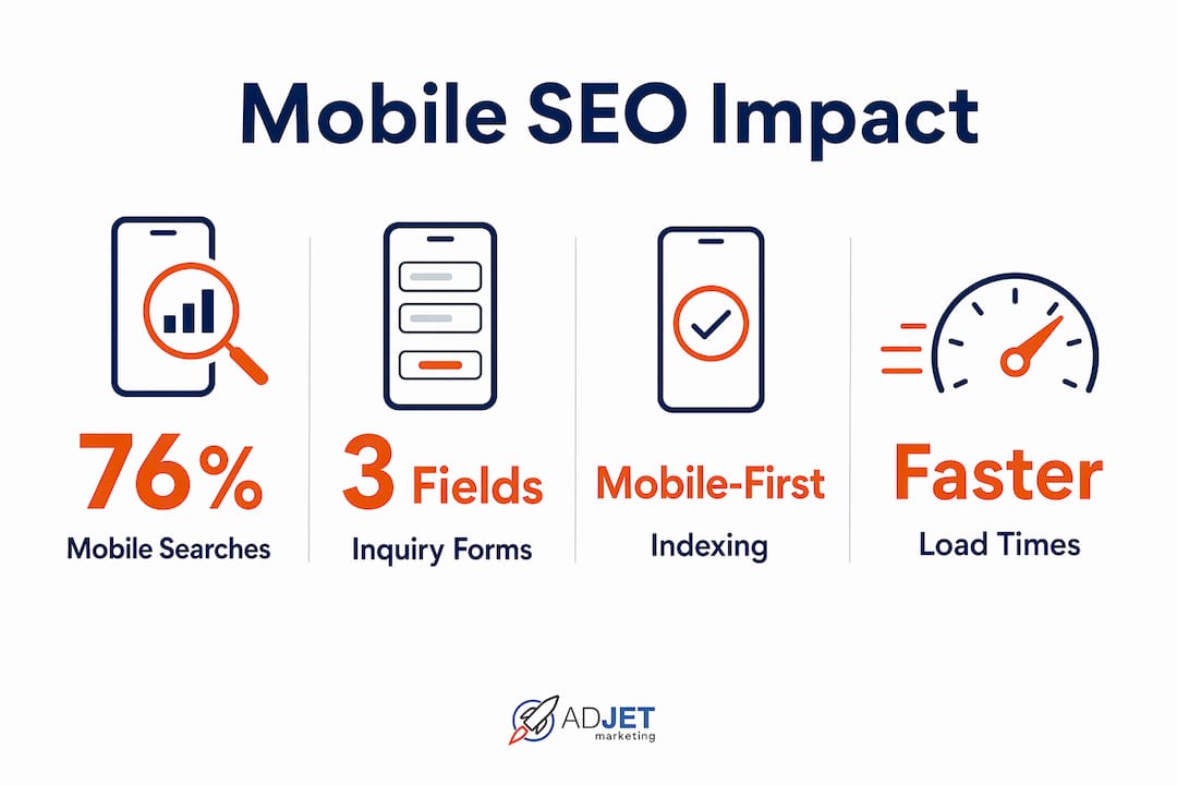 Infographic highlighting mobile SEO and real estate stats