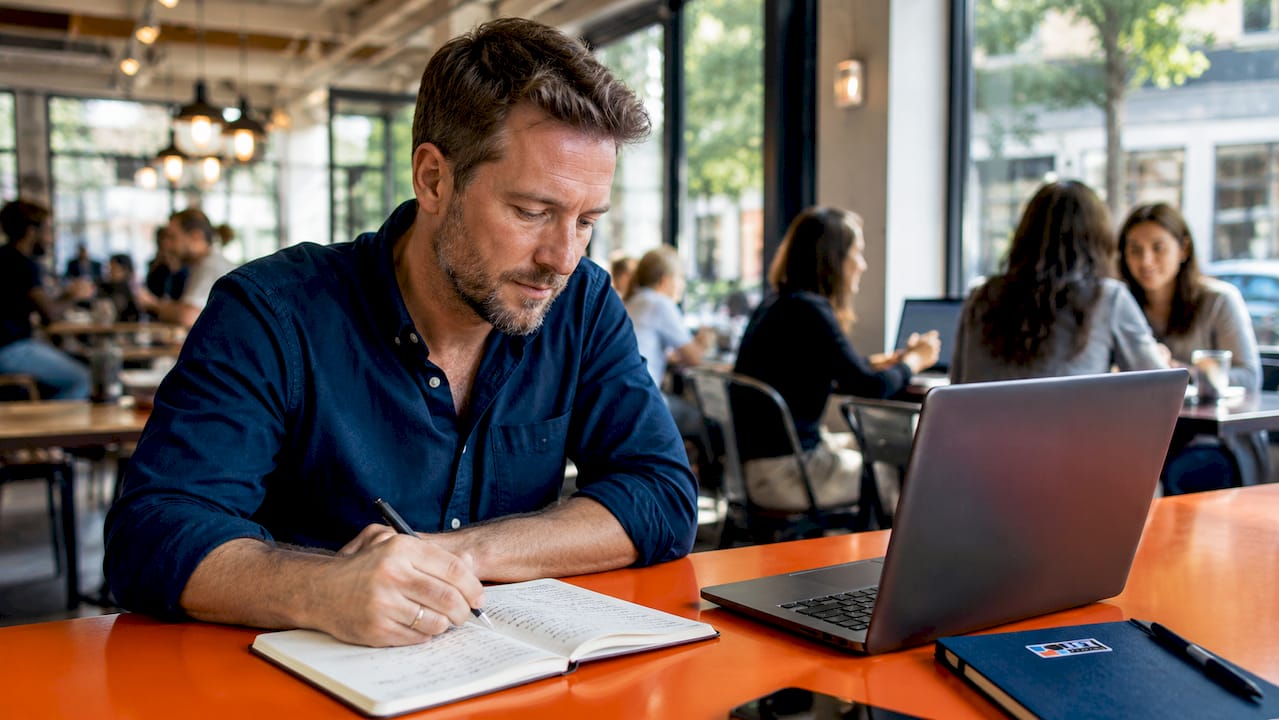 Hands typing digital marketing analysis