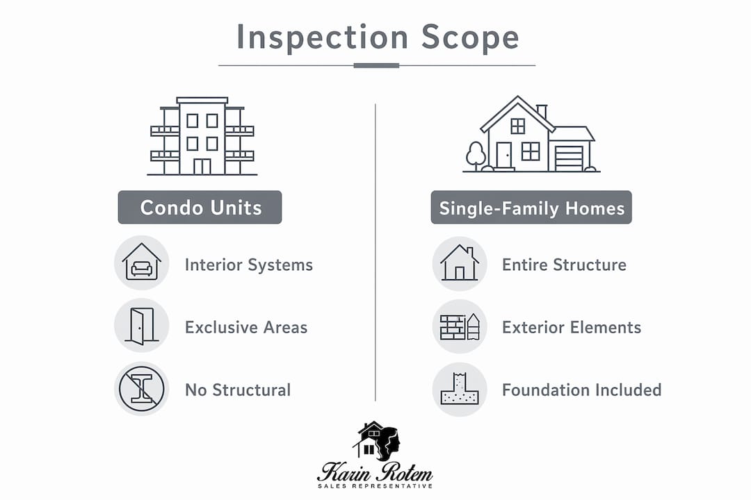 Infographic comparing condo and house inspection coverage