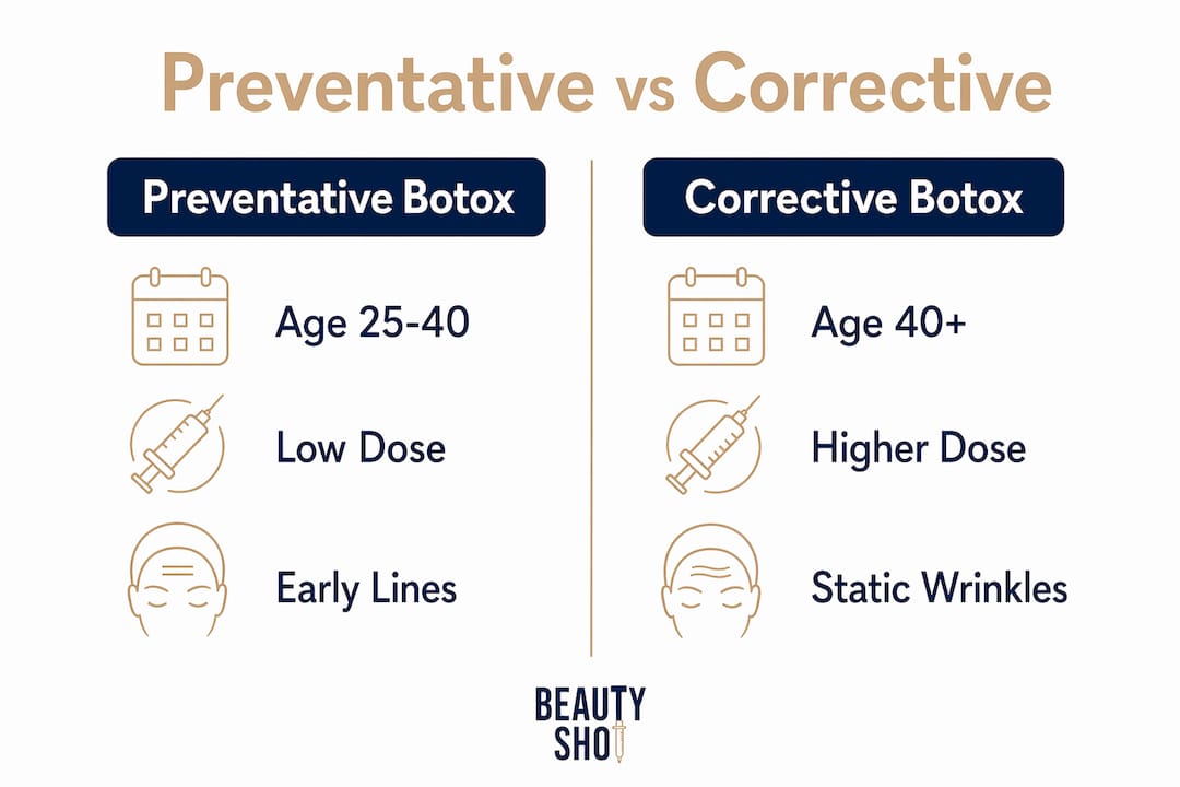 Infographic comparing preventative and corrective Botox
