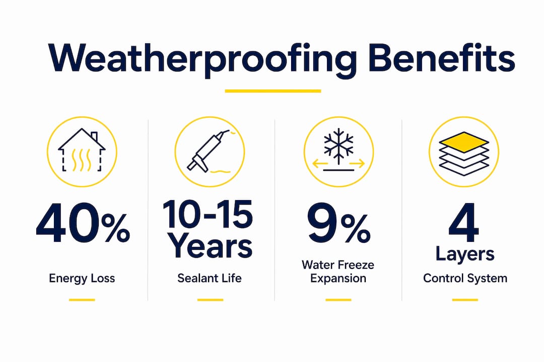 Infographic showing weatherproofing energy and durability benefits
