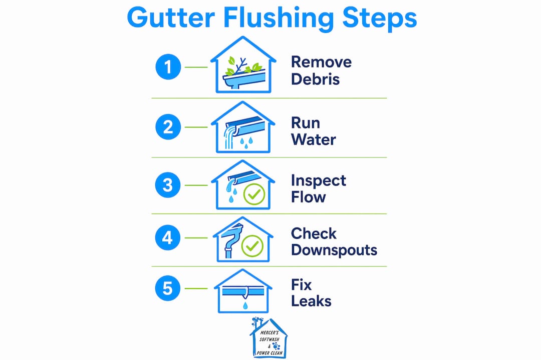 Infographic showing gutter flushing process steps