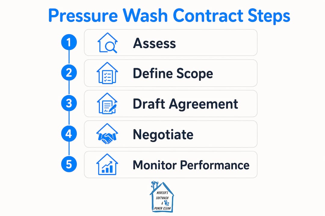 Infographic illustrating recurring contract setup steps