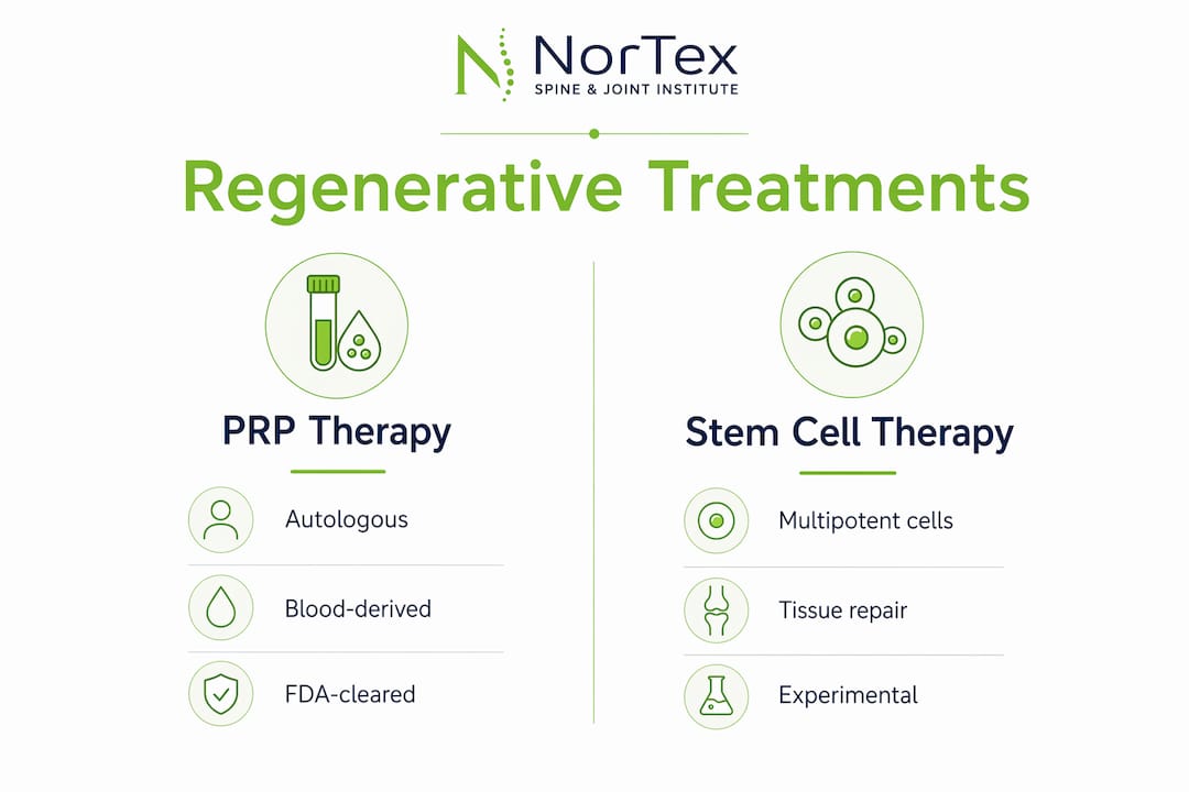 Infographic comparing PRP and stem cell therapies