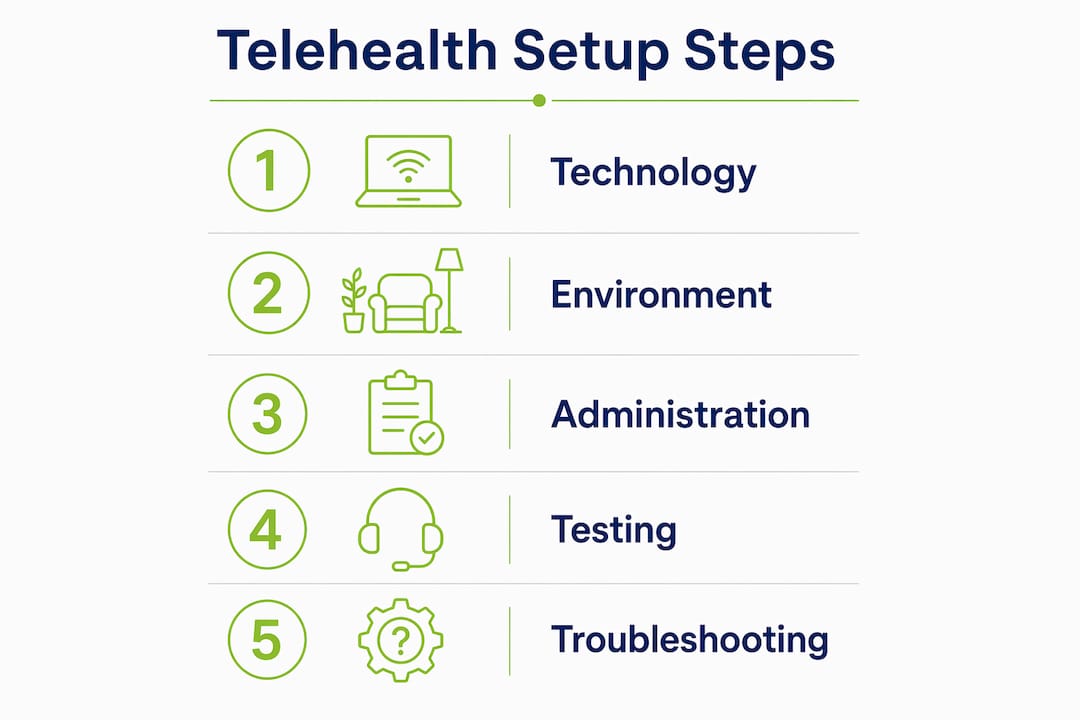 Infographic detailing telehealth mental health preparation steps
