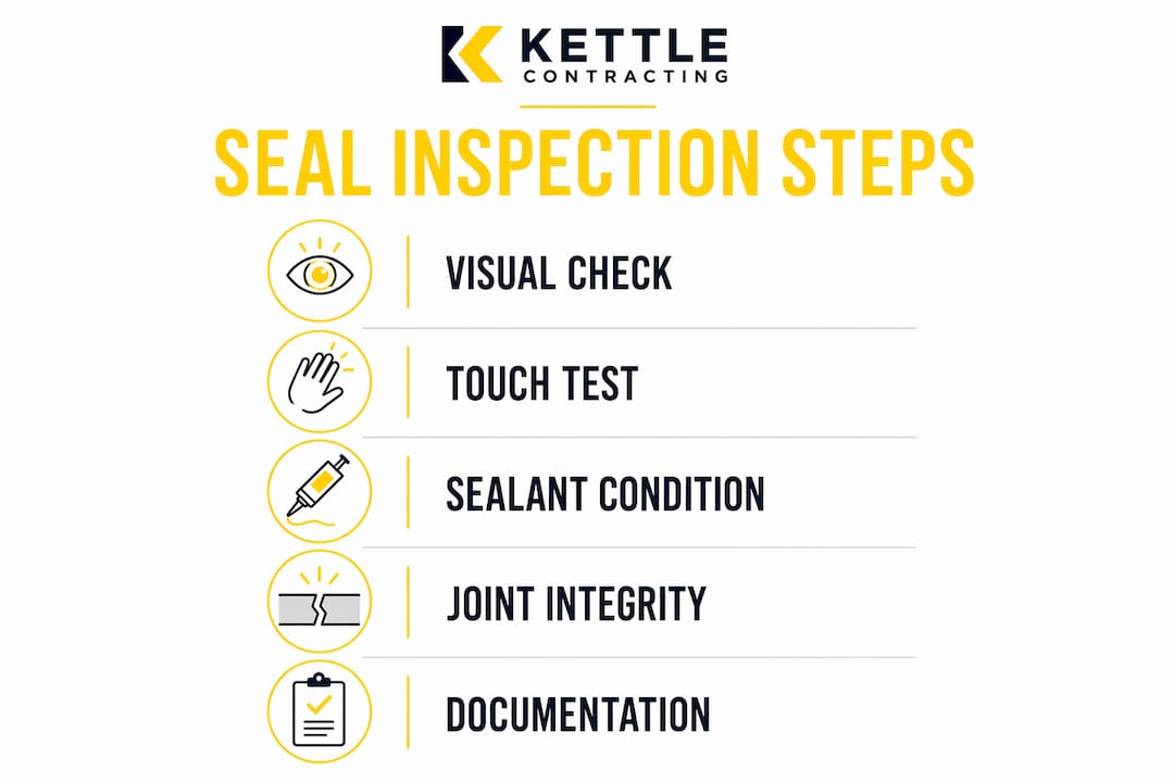 Infographic showing step-by-step window seal inspection process