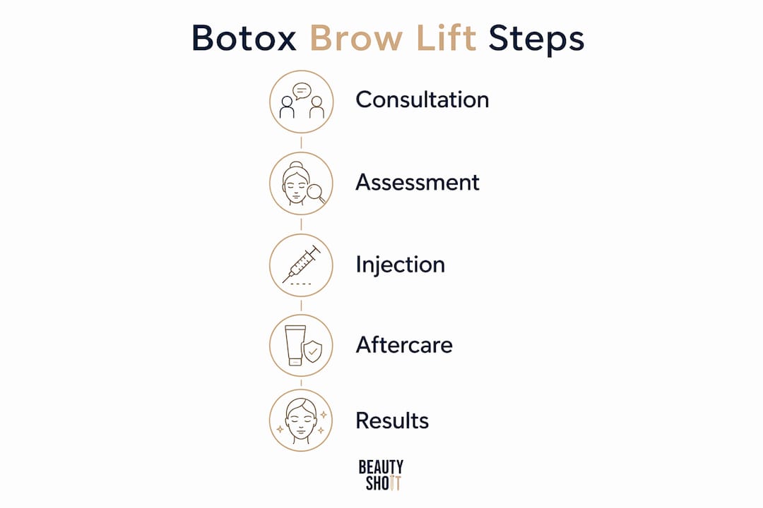 Infographic illustrating Botox brow lift procedure steps
