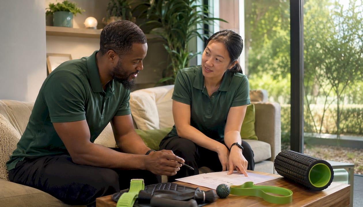 Therapists planning physical therapy treatments