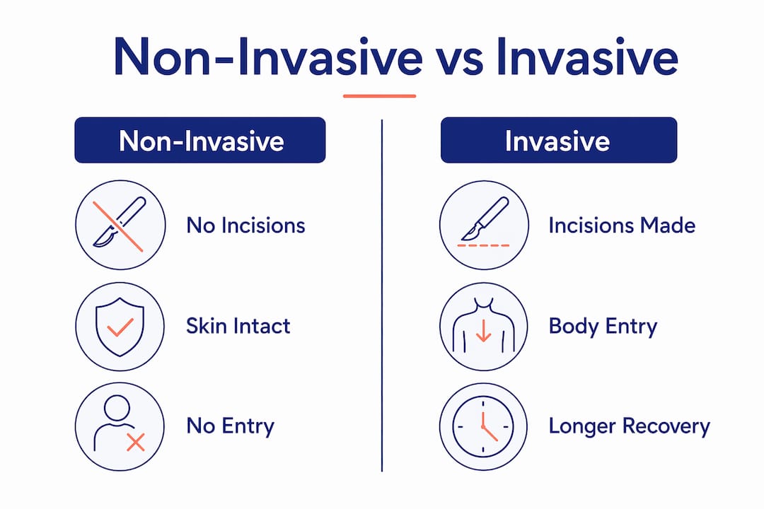 Infographic comparing non-invasive and invasive therapies