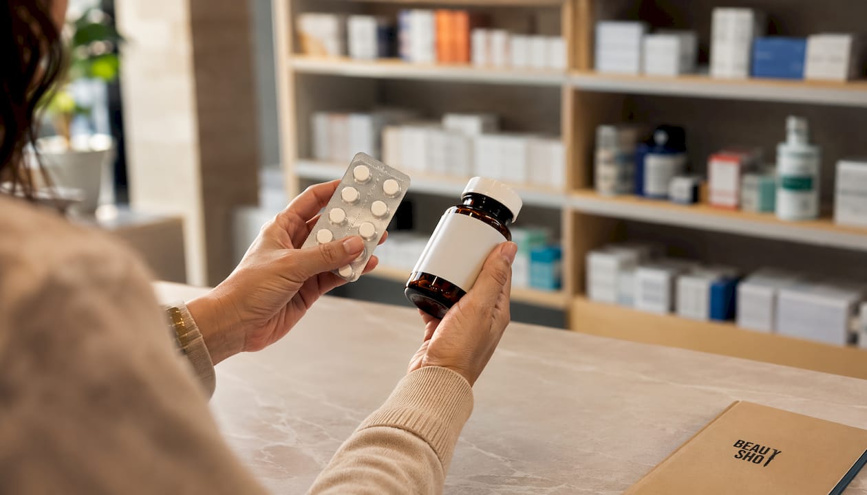 Hands holding medications to avoid before filler