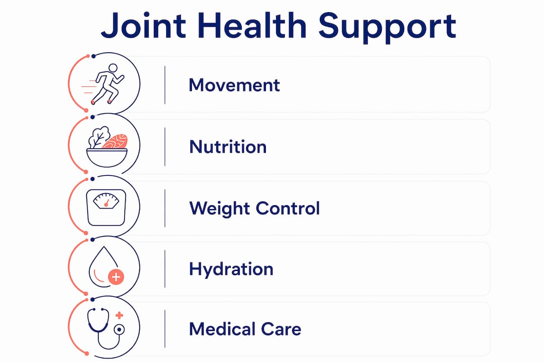 Infographic showing steps to support joint health