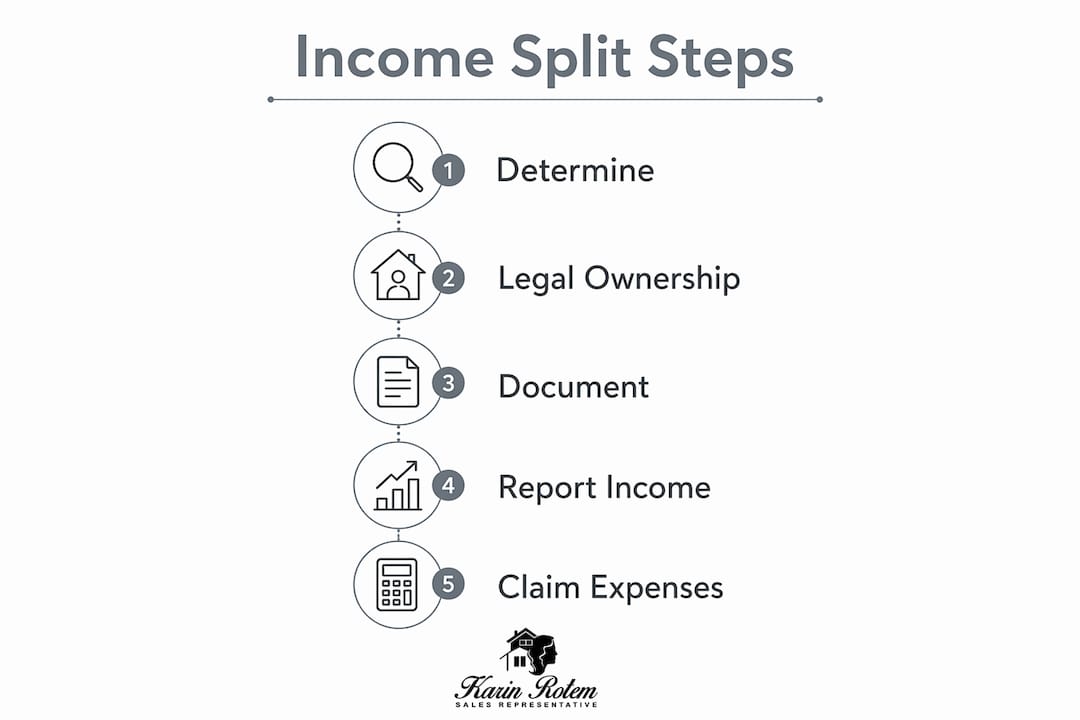 Infographic showing steps of vacation rental income split process