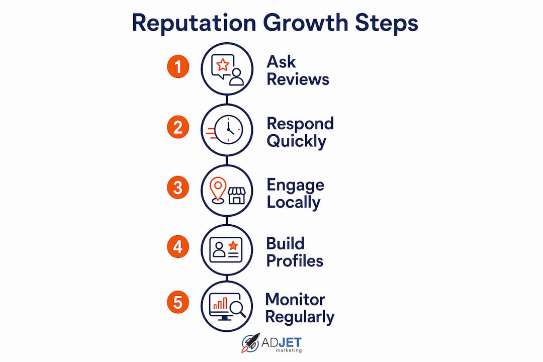 Infographic with steps for reputation management