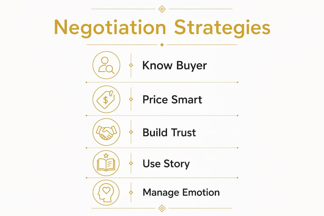 Infographic showing luxury negotiation strategies steps
