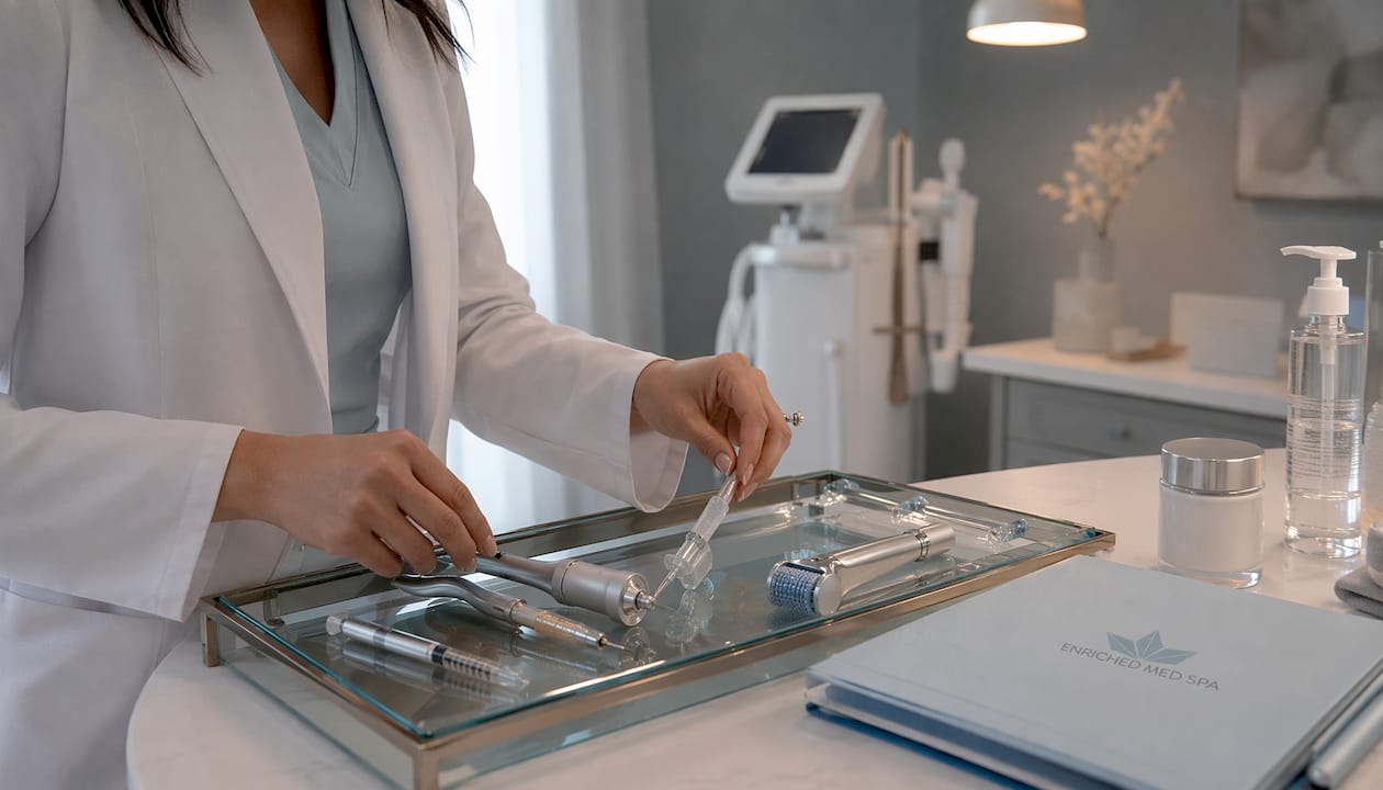 Hands holding tools for tailored aesthetic care