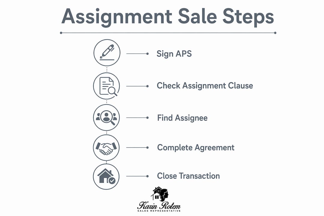 Infographic depicting assignment sale process steps