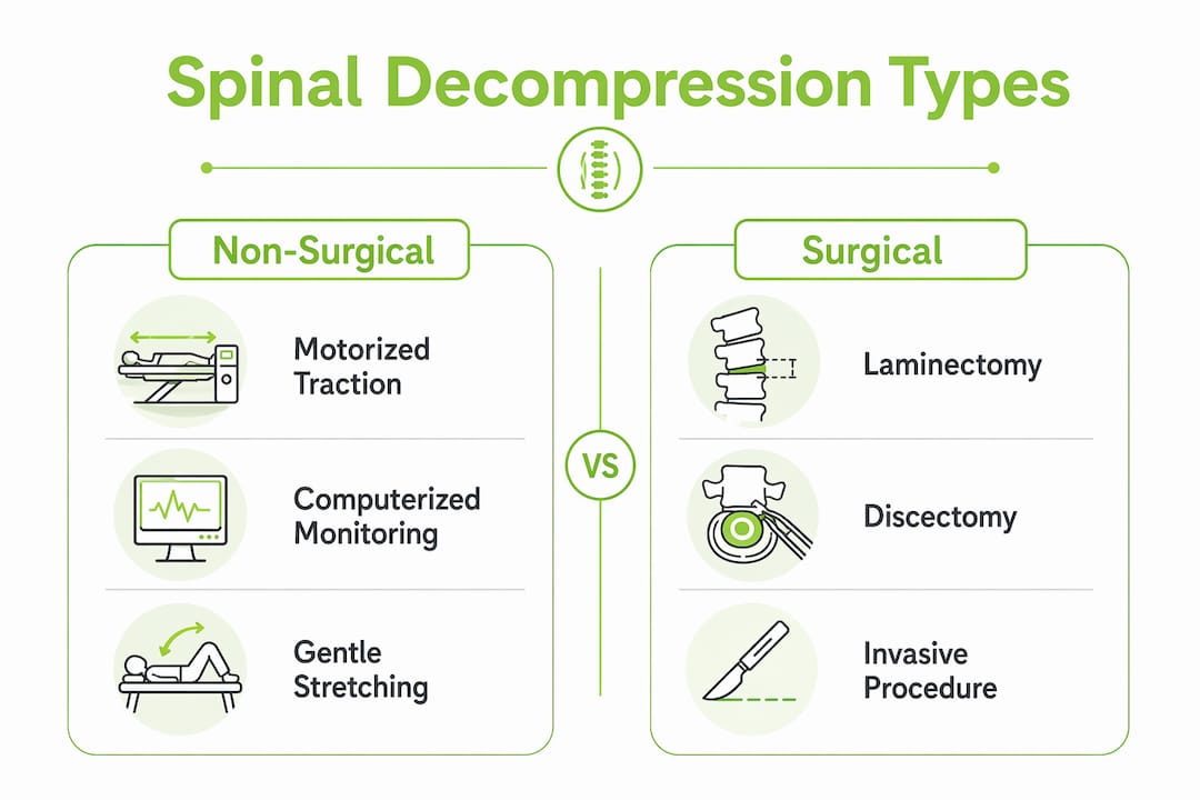 Infographic comparing surgical and non-surgical spinal decompression