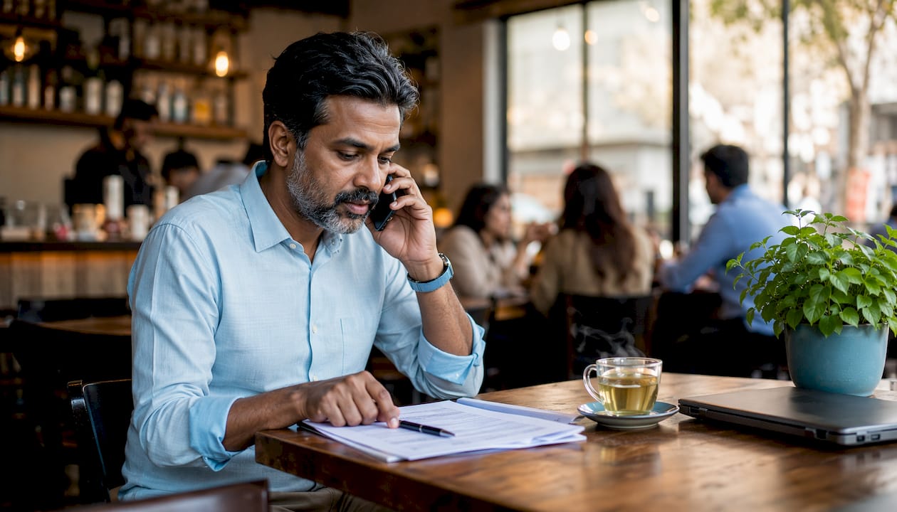 Man calling dental clinic about insurance