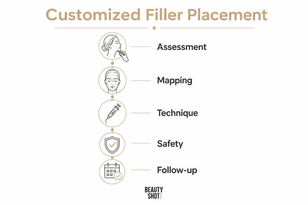 Infographic showing customized filler placement steps