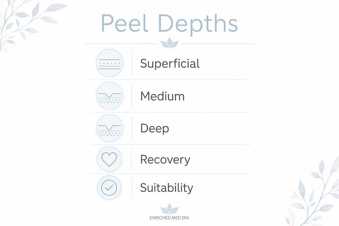 Infographic illustrating types and depth of medical peels
