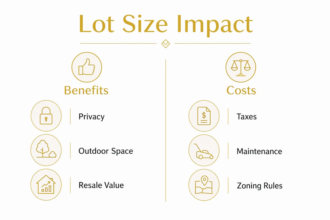 Infographic showing benefits and costs of lot size