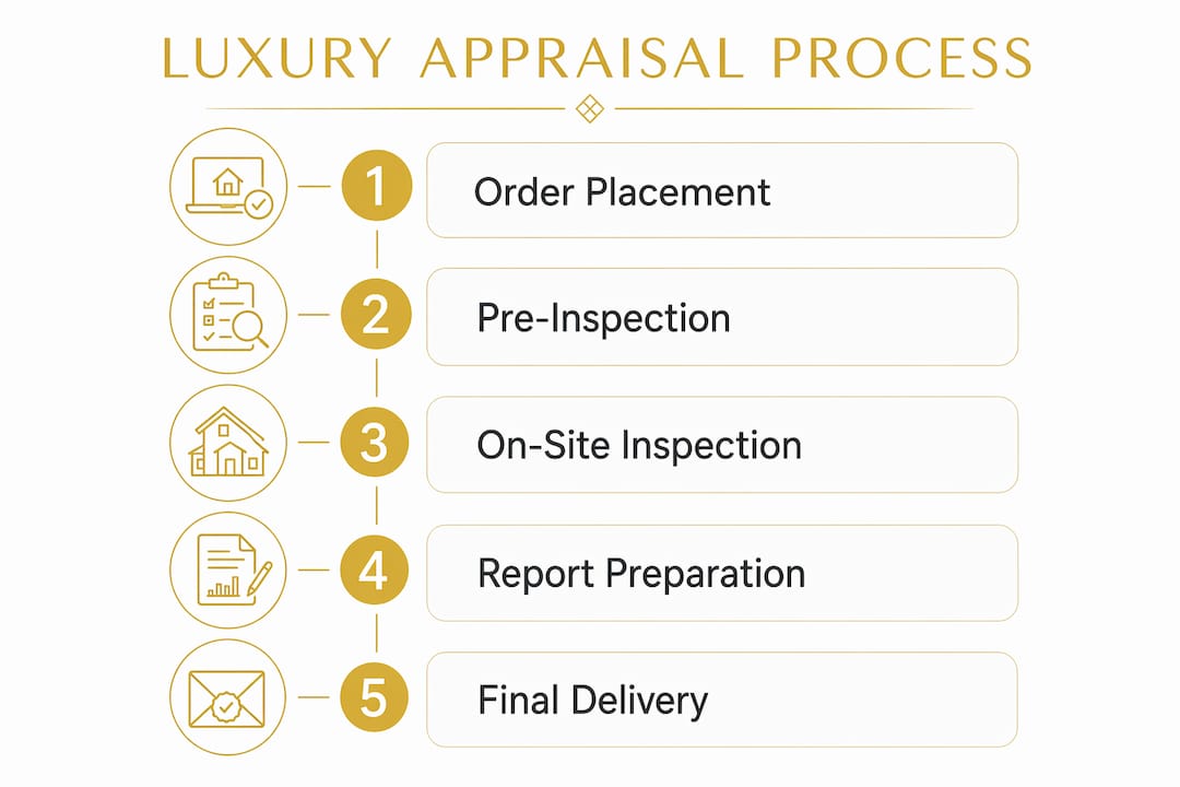 Infographic illustrating luxury home appraisal steps